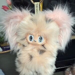 Adorable Custom Labubu Fluffy Pink Beige Elephant with Cute Face